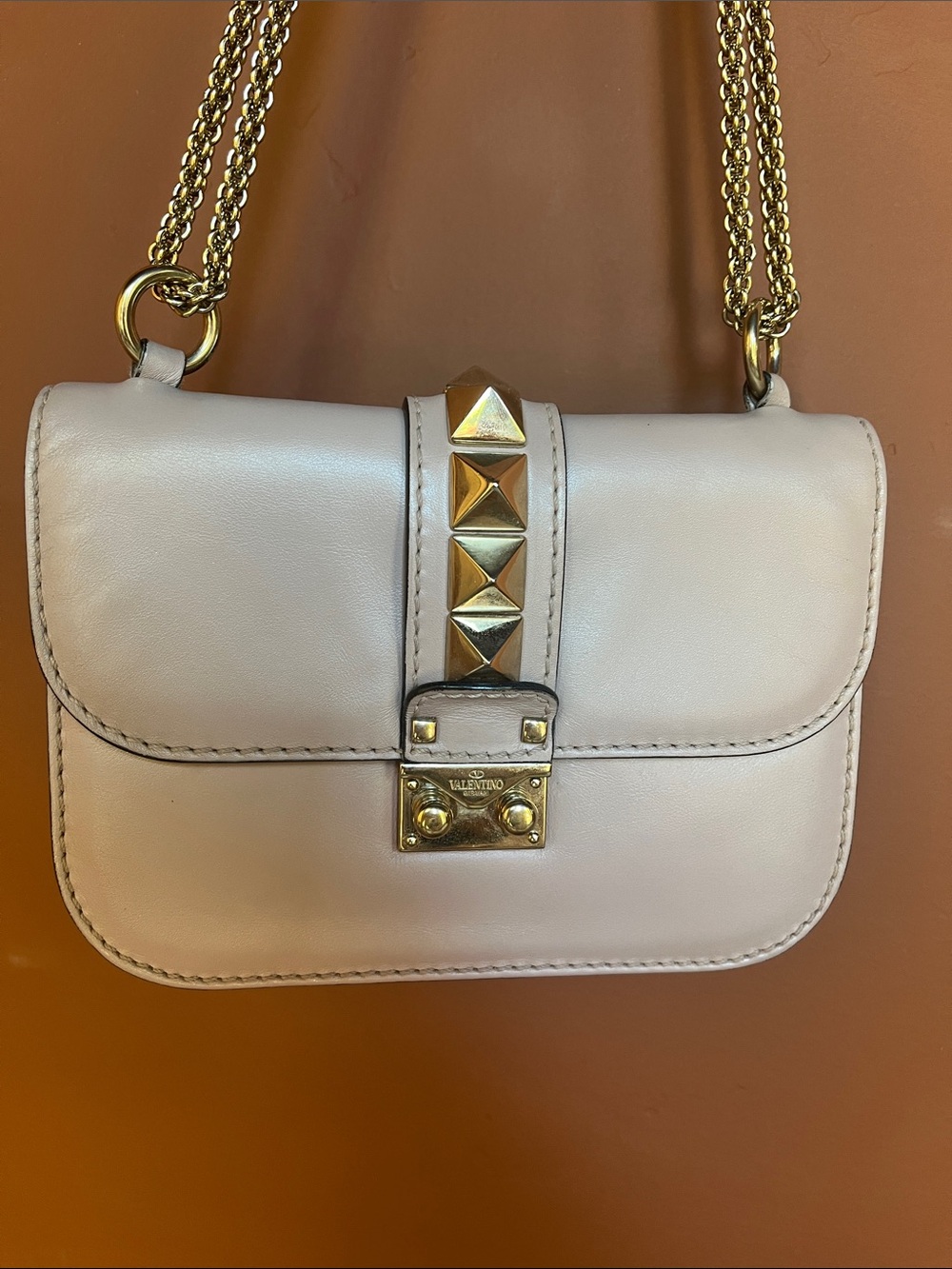 Valentino Garavani Rockstud Antique Rose Calfskin Shoulder or Crossbody Bag